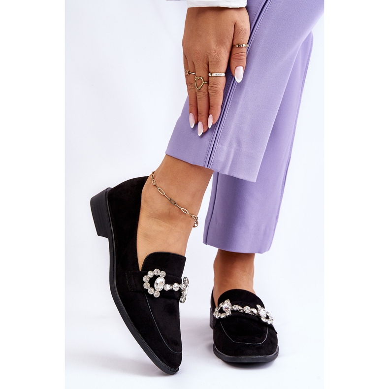 PS1 Elegant Black Suede Loafers Aliya 1