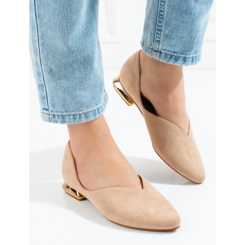 W. Potocki Women's suede ballerinas Potocki beige 1