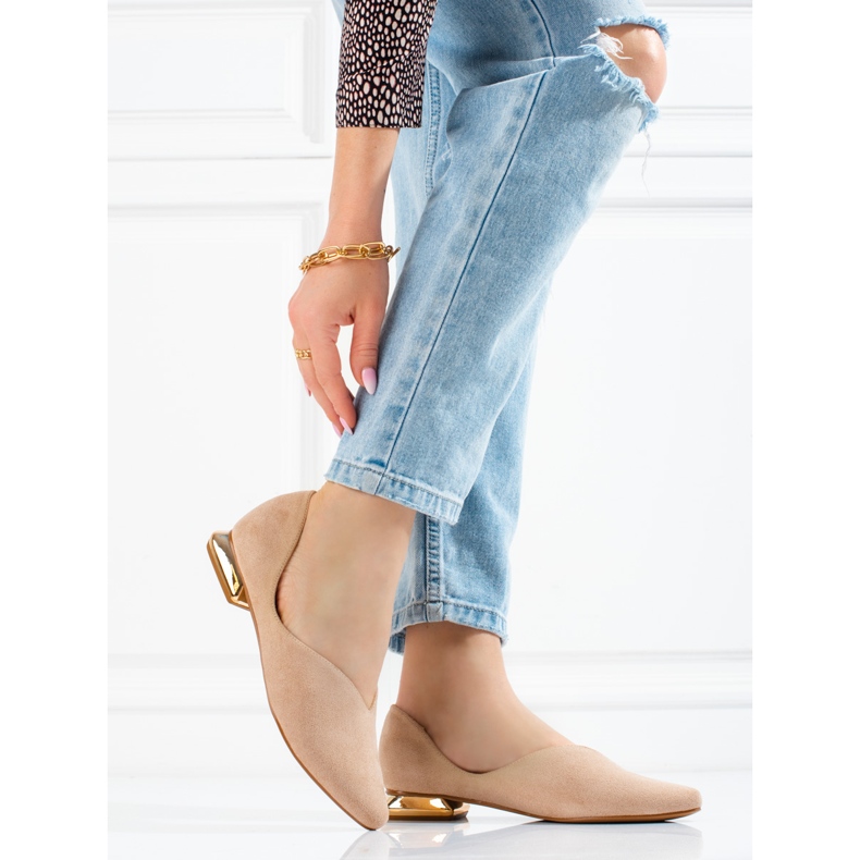 W. Potocki Women's suede ballerinas Potocki beige 2