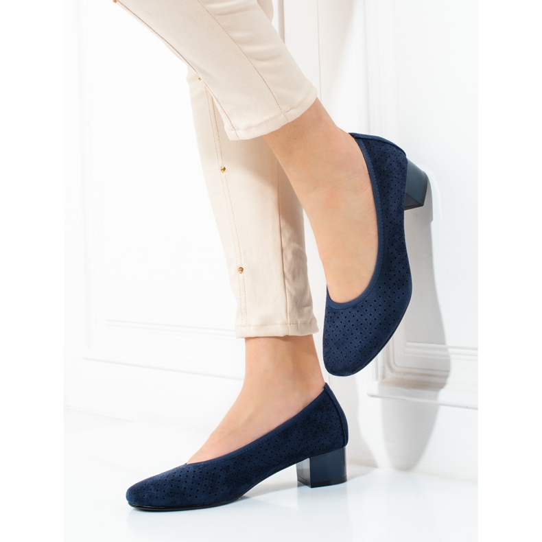 W. Potocki Women's navy blue openwork pumps Potocki 1