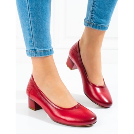 W. Potocki Women's low-heeled pumps Potocki red 1