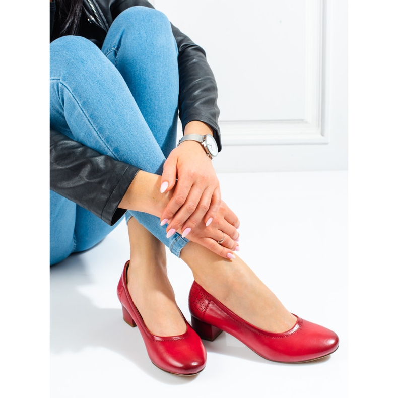 W. Potocki Women's low-heeled pumps Potocki red 2