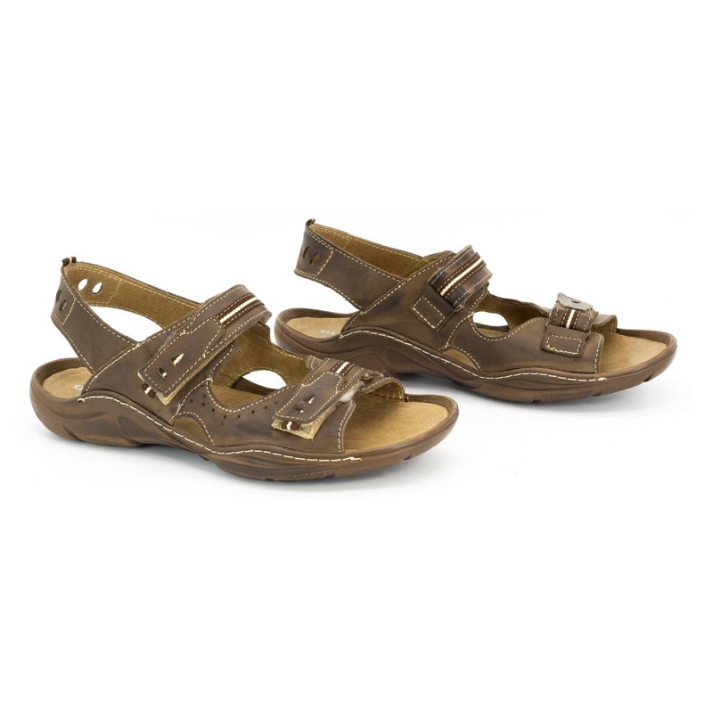 Olivier Men's leather sandals 448 dark brown 1
