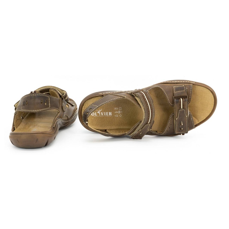 Olivier Men's leather sandals 448 dark brown 2