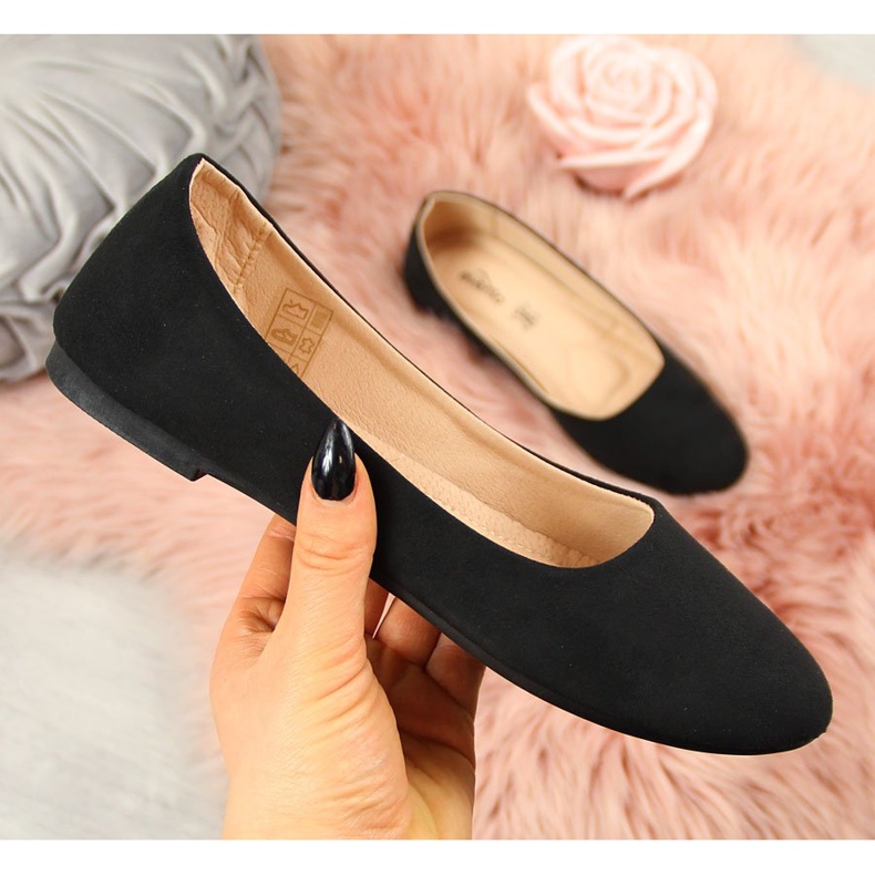 Women's black suede ballerinas eVento 9BL02-1031 2
