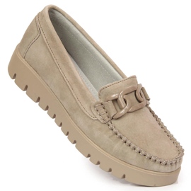 Women's leather moccasins on the beige platform Filippo DP3334 2