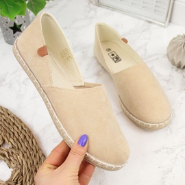 Women's cut-out espadrilles beige suede NEWS 20TX02-2416 2