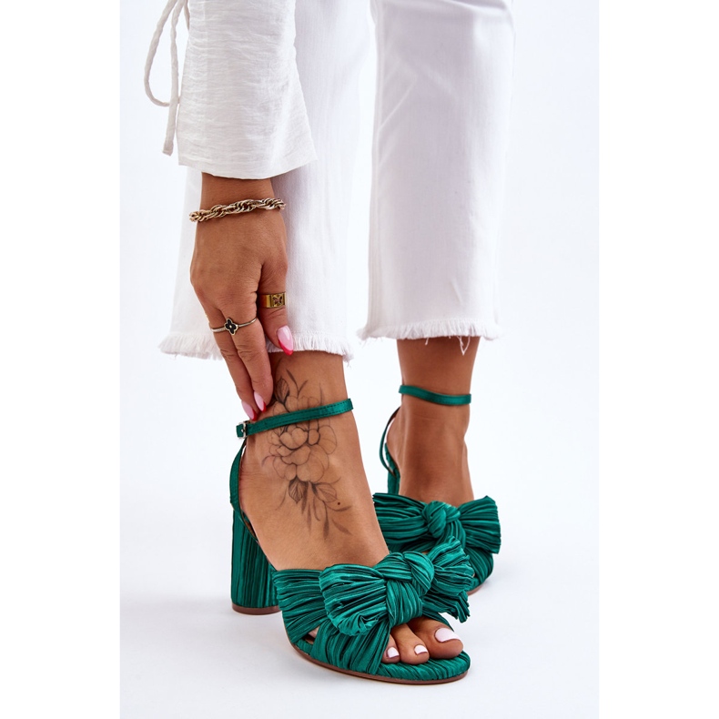 Fashionable Green Callum High Heel Sandals With A Bow 1 Fashionable Green Callum High Heel Sandals With A Bow 1