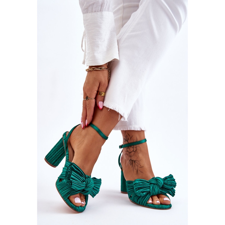 Fashionable Green Callum High Heel Sandals With A Bow 2 Fashionable Green Callum High Heel Sandals With A Bow 2