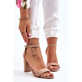 PS1 Classic Amina Beige Suede Heel Sandals brown 1