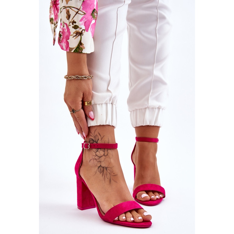 PS1 Amina's Classic Suede Fuchsia Heel Sandals pink 1
