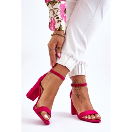 PS1 Amina's Classic Suede Fuchsia Heel Sandals pink 2
