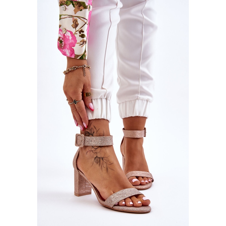 Glossy High Heel Sandals Rose Gold Maxim pink 1