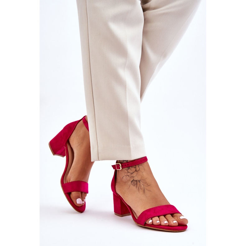 PS1 Fuchsia Quincy Suede Low Heel Sandals pink 2