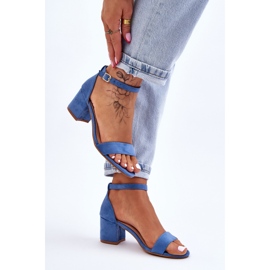 PS1 Quincy Blue Suede Low Heel Sandals 2