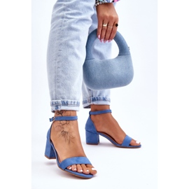 PS1 Quincy Blue Suede Low Heel Sandals 1
