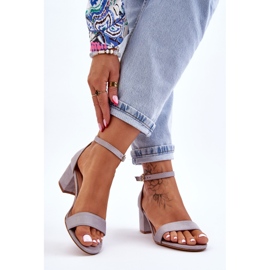 PS1 Gray Quincy Low Heel Suede Sandals grey 2