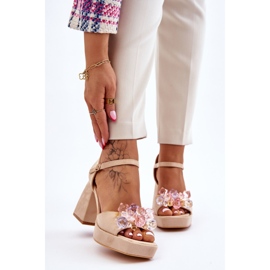 PS1 Fashionable Sandals With Crystals On Chunky Heels Beige Garrett brown 1 PS1 Fashionable Sandals With Crystals On Chunky Heels Beige Garrett brown 1