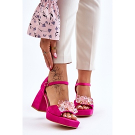 PS1 Fashionable Sandals With Crystals On Chunky Heels Fuchsia Garrett pink 1 PS1 Fashionable Sandals With Crystals On Chunky Heels Fuchsia Garrett pink 1