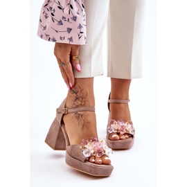 PS1 Fashionable Sandals With Crystals On Massive Heels Dark Beige Garrett brown 1 PS1 Fashionable Sandals With Crystals On Massive Heels Dark Beige Garrett brown 1