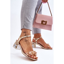 S.Barski Women's Gold Sandals With Low Heels Gold Benicio golden 2
