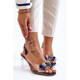 S.Barski Fashionable Sandals With Beads Navy Terrance navy blue 2