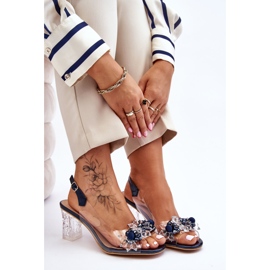 S.Barski Fashionable Sandals With Beads Navy Terrance navy blue 1
