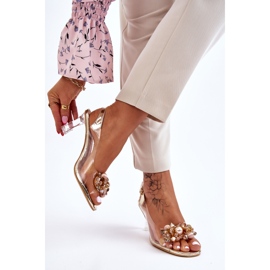 S.Barski Elegant Transparent Sandals With Golden Lilah Decoration 2