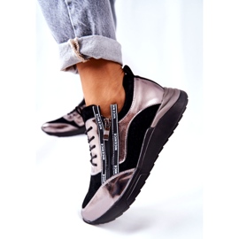 POTOCKI Leather Metallic Sports Sneakers Black and Silver 1