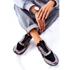 POTOCKI Leather Metallic Sports Sneakers Black and Silver 3
