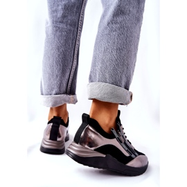 POTOCKI Leather Metallic Sports Sneakers Black and Silver 4