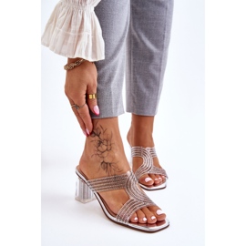 S.Barski Jaxen Silver Heeled Sandals With Rhinestones 1