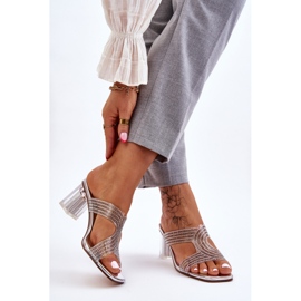 S.Barski Jaxen Silver Heeled Sandals With Rhinestones 2