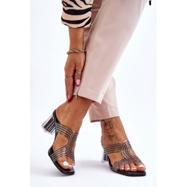 S.Barski Black Heeled Sandals With Rhinestones Jaxen 2