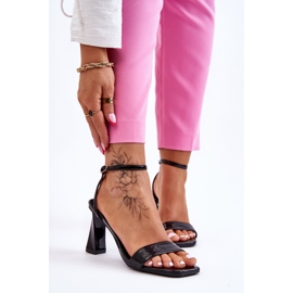S.Barski Owen Black Patent Heeled Sandals 1