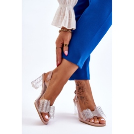 S.Barski Fashionable Transparent Sandals With Nude Ariella Bow pink 2