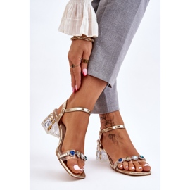 S.Barski Women's Sandals On High Heels With Gold Esma Crystals golden 2
