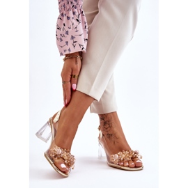 S.Barski Fashionable Transparent Sandals With Gold Carmelo Ornaments golden 2