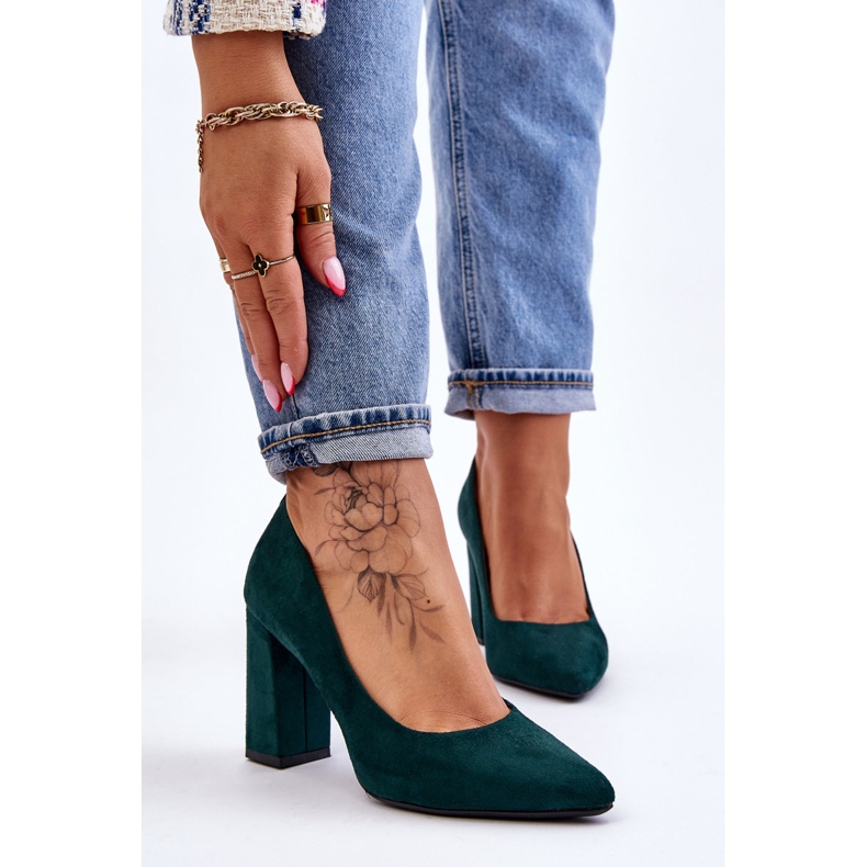 Suede Heel Pumps Sergio Leone PB216 Green 2
