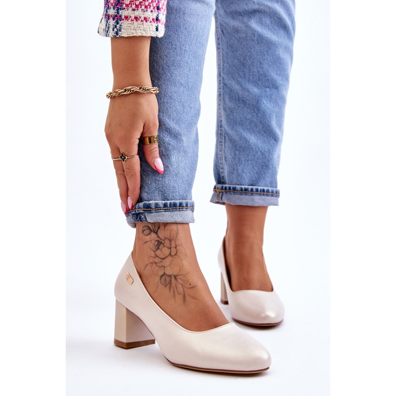 Pumps On Heel Sergio Leone PB178 Pearl Beige 1