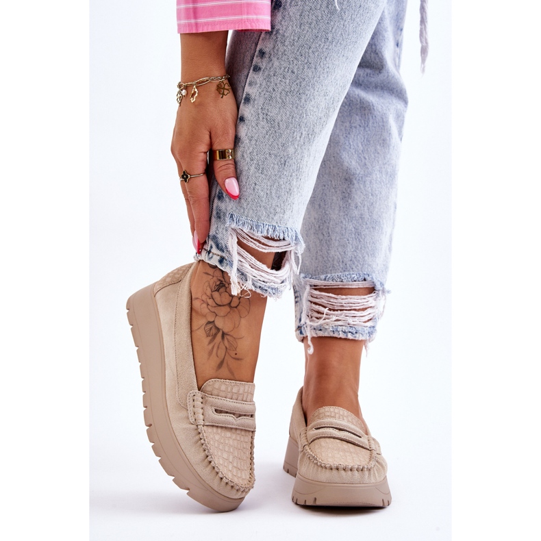 Lemar Suede Platform Loafers Light Beige Milana 2