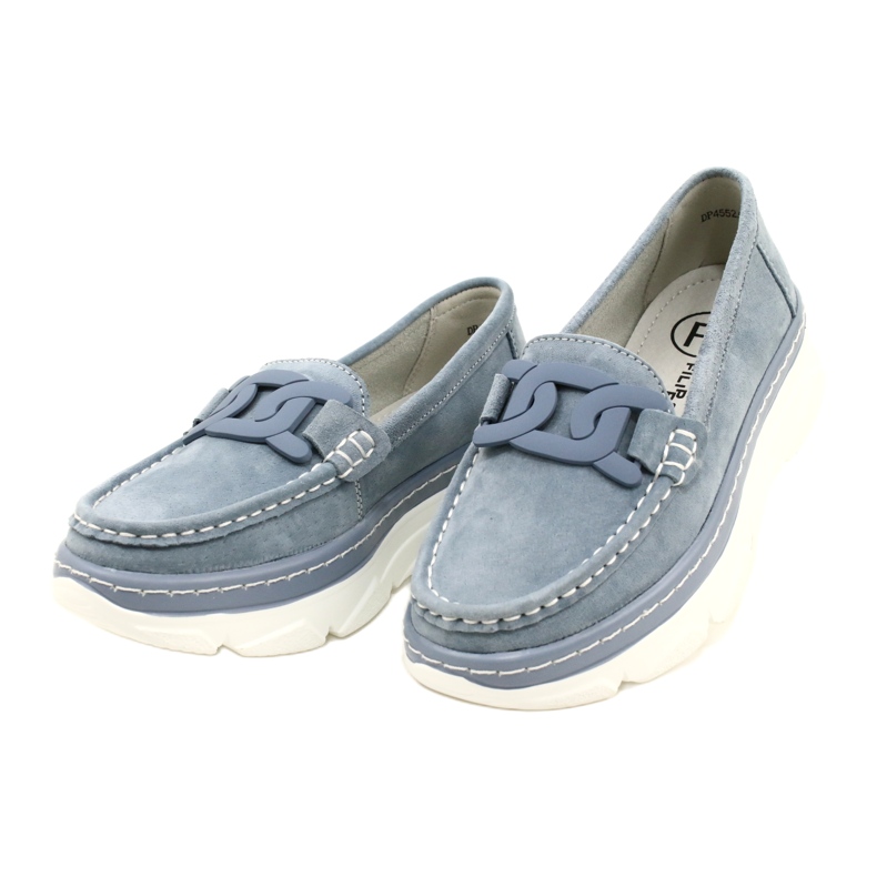Leather moccasins Filippo DP4552/23 blue 3 Leather moccasins Filippo DP4552/23 blue 3
