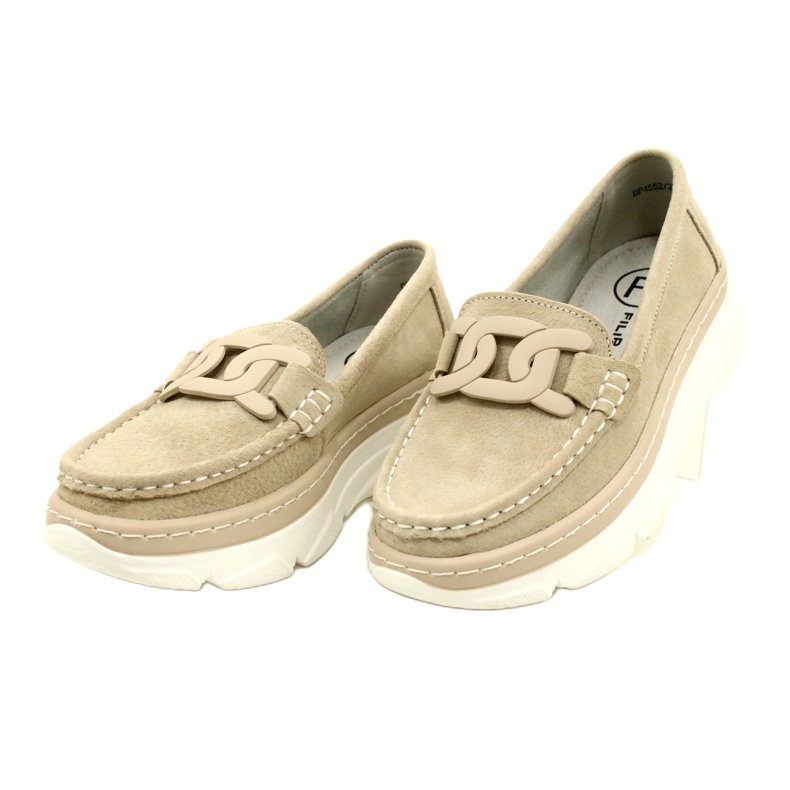 Leather moccasins Filippo DP4552/23 beige 3