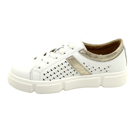 Openwork Leather Sneakers Filippo DP4531/23 WH GO white 2