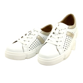 Openwork Leather Sneakers Filippo DP4531/23 WH GO white 3
