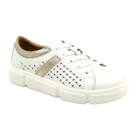 Openwork Leather Sneakers Filippo DP4531/23 WH GO white 1