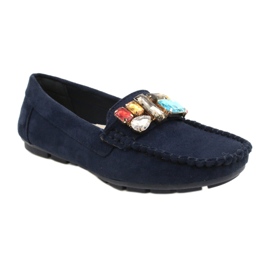 Evento Comfortable navy blue suede moccasins with stones 1 Evento Comfortable navy blue suede moccasins with stones 1