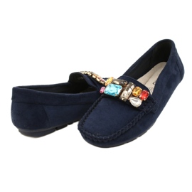 Evento Comfortable navy blue suede moccasins with stones 4