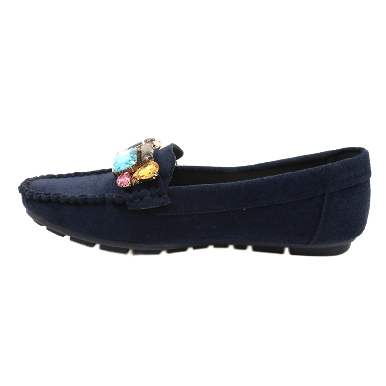 Evento Comfortable navy blue suede moccasins with stones 2 Evento Comfortable navy blue suede moccasins with stones 2