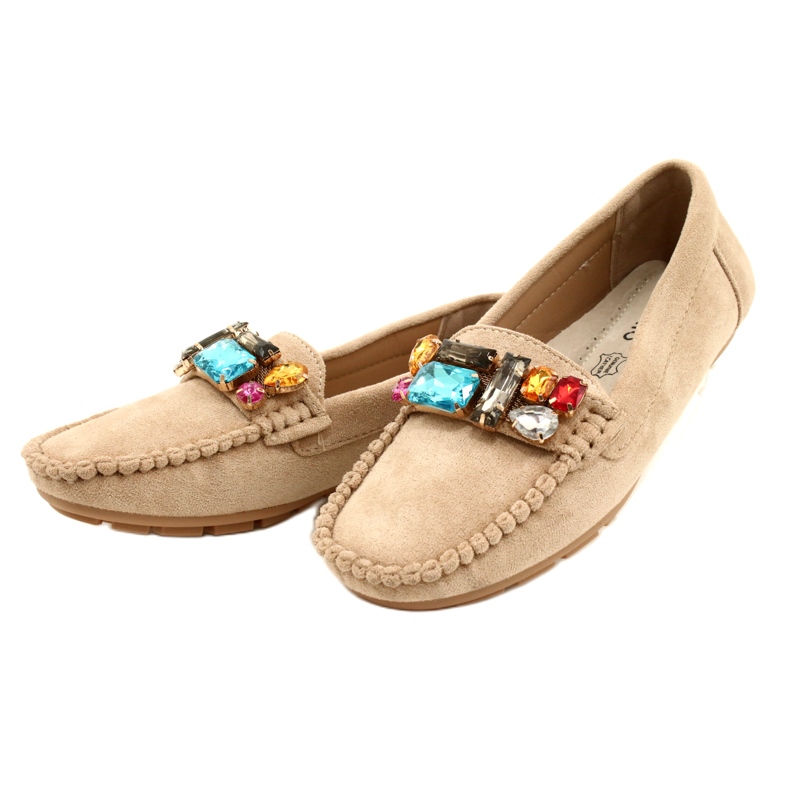 Evento Women's eco-part loafers with beige stones 2 Evento Women's eco-part loafers with beige stones 2